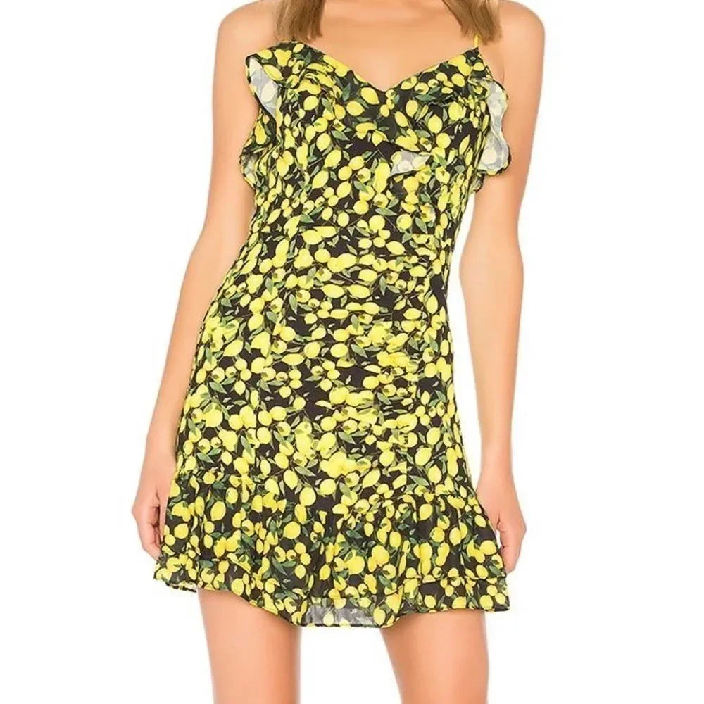 Parker Ruffled Lemon Print Dress